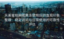天美蜜桃麻花果冻使用后的直观印象整理：稳定访问与日常使用的可靠性评估