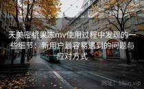 天美密桃果冻mv使用过程中发现的一些细节：新用户最容易遇到的问题与应对方式
