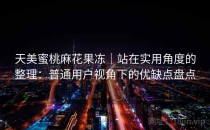 天美蜜桃麻花果冻｜站在实用角度的整理：普通用户视角下的优缺点盘点