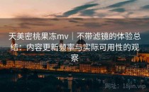 天美密桃果冻mv｜不带滤镜的体验总结：内容更新频率与实际可用性的观察
