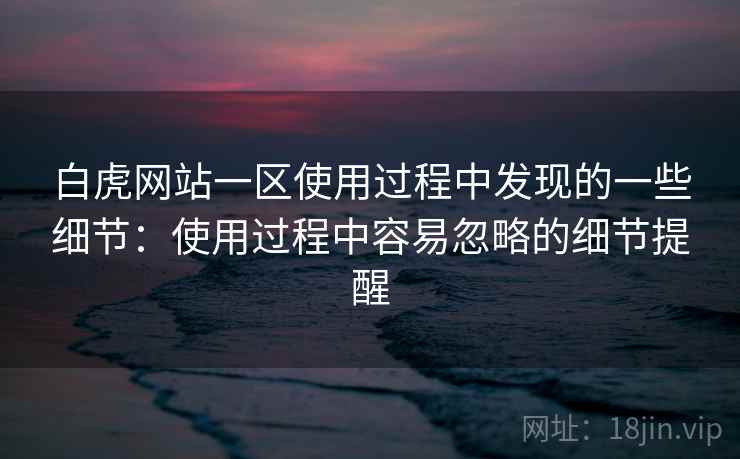 白虎网站一区使用过程中发现的一些细节：使用过程中容易忽略的细节提醒  第2张